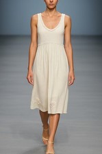 Sabatini Ivory Knit Linen Blend Sleeveless Dress Size S