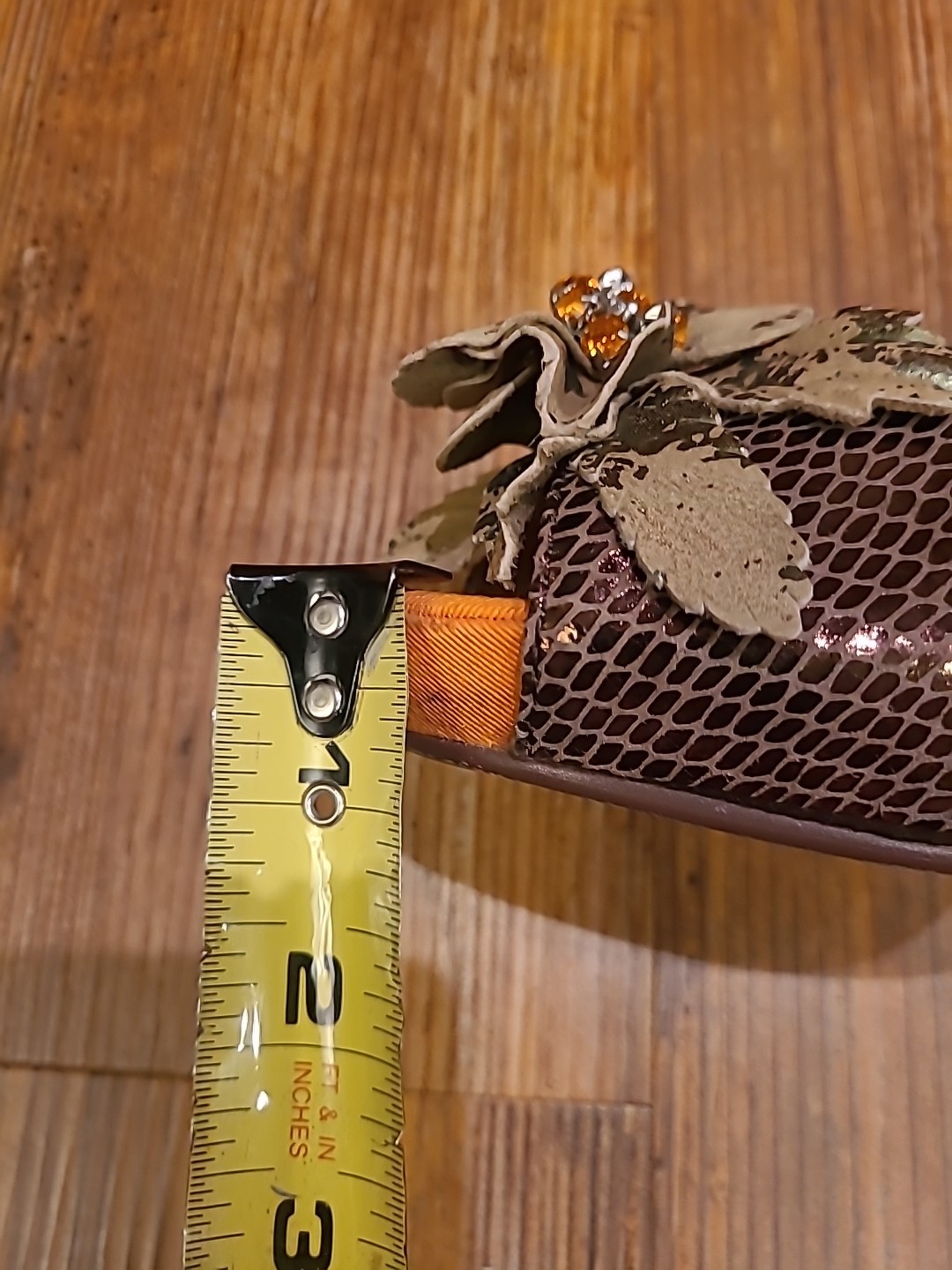 Mob Wife Peep Toe Stilettos 6.5/7 37 Leather Snakeskin Flower Office Siren Sexy