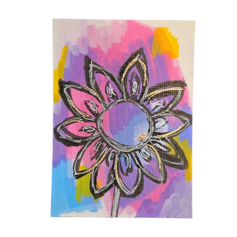 ACEO  Sunflower Abstract Original Painting Artist Trading Card Handmade