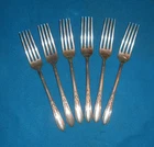 Vintage 1936 Lot of 6 International Silver Cameo Pattern Sterling Dinner Forks