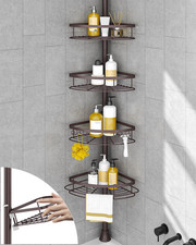 Rustproof Shower Corner Caddy Organizer for Bathroom,Tension Pole with 4 Baskets