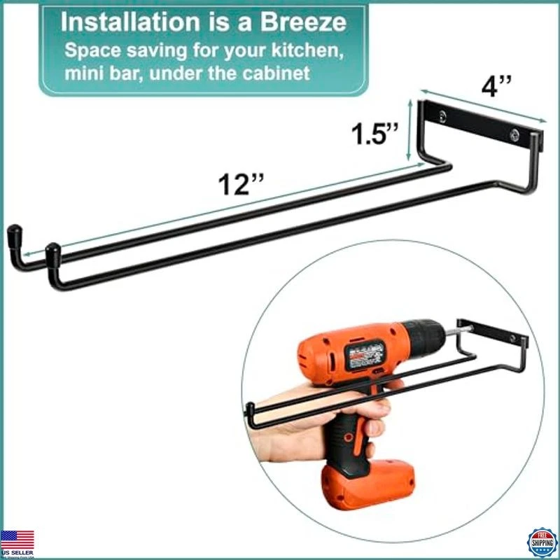 Rack de parede para copos de vinho - Suporta 16 copos de taça - Pacote com 4 armazenamento - Imagem 2 de 4