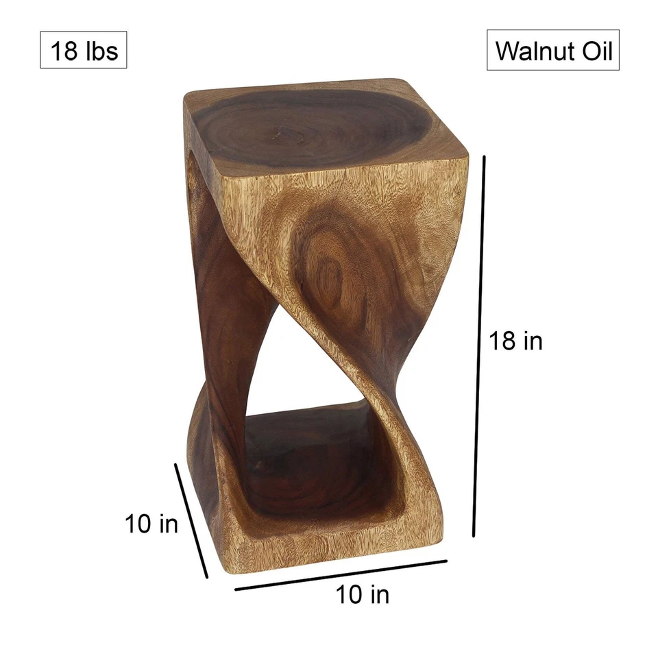 Haussmann Original Wood Twist End Table 10x10x18 in Height Walnut Oil - Image 2 of 4