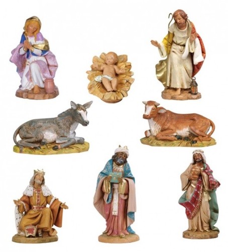 Presepe Completo 16 Pz Fontanini CM 15 Tipo Legno Natività + Pastori + Animali - Foto 2 di 3