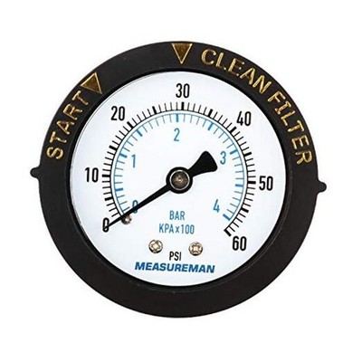  2'' Dry & Utility Pressure Gauge - 0-60Psi/bar, Back 60psi/bar Start and Clean