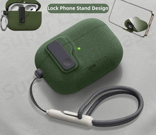 Protective Earbuds Case with Secure Lock Lanyard and Phone Stand Cover