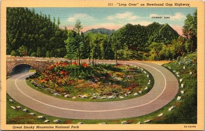 Loop Over Newfound Gap Hwy Great Smoky Mountains National Park c1939 Postcard