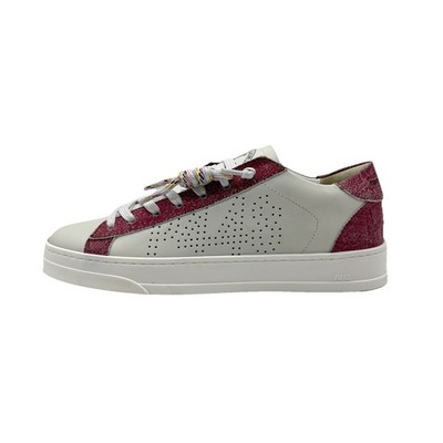 P448 Damen Sneaker Casual Weiß Bordeaux Leder Schuhe EU 38 VF224