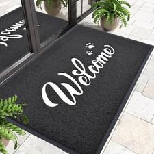Welcome Mat Outdoor Indoor Front Door Mat Non Slip Waterproof PVC Rug Easy Clean
