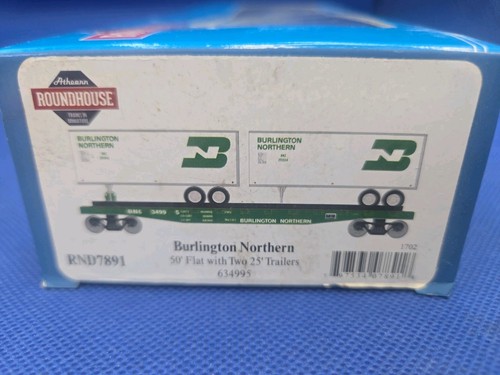 Coche plano HO Athearn Roadhouse Burlington Northern 50' con remolques de 25' #3499 Ho10 | Condition: Used