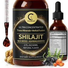 Himalayan Shilajit Extract with Sea Moss & Ashwagandha Energy, Focus Boost 60ML