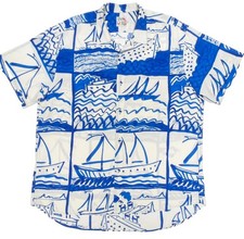 Vintage JAMS World Sailboat Print Shirt Mens M Nautical Hawaii Resort Coastal