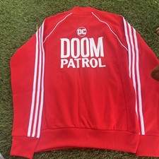 Adidas DC Doom Patrol Full Zip Track Jacket Adult Small Red Stripes Superheroes