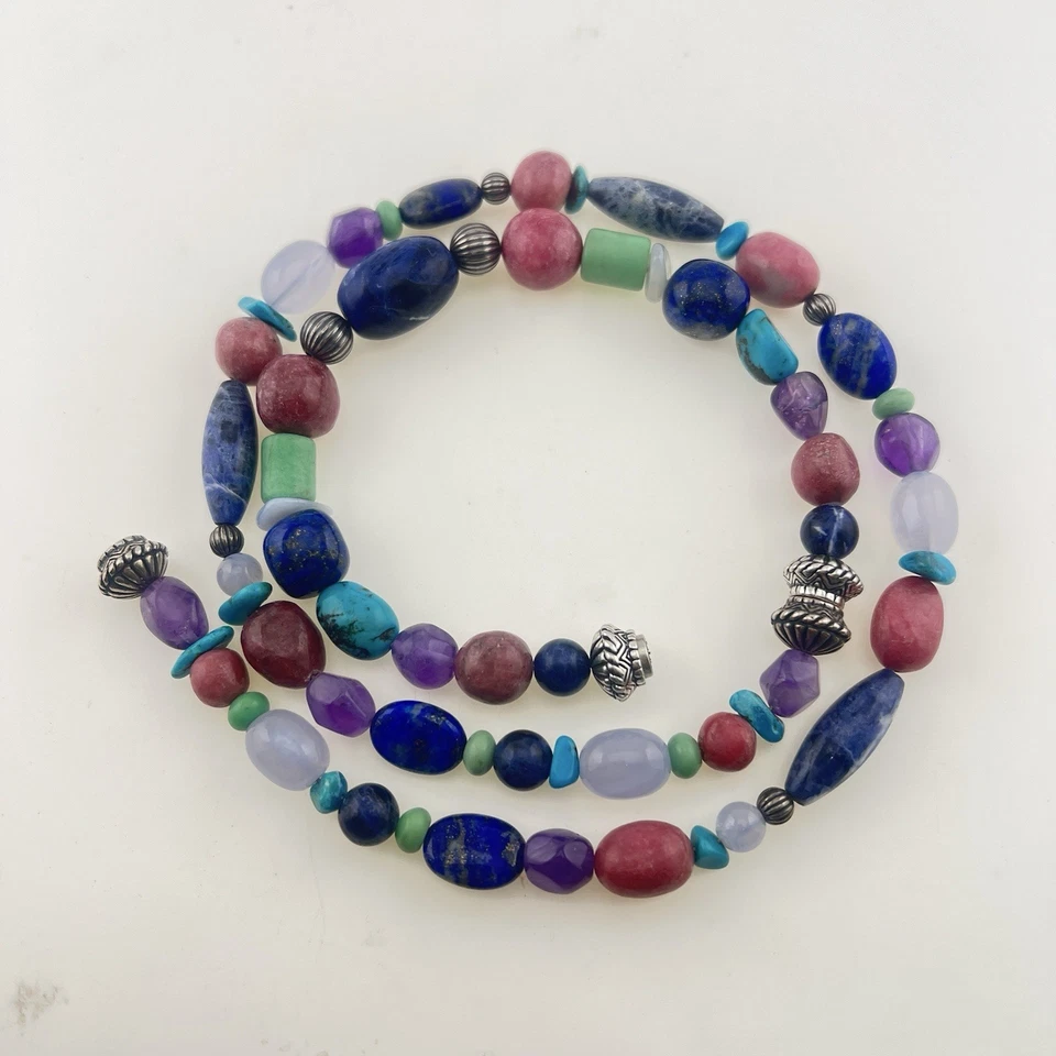 Juego de pulsera collar Carolyn Pollack multi piedra magnética azul esterlina verde Foto 2 de 4