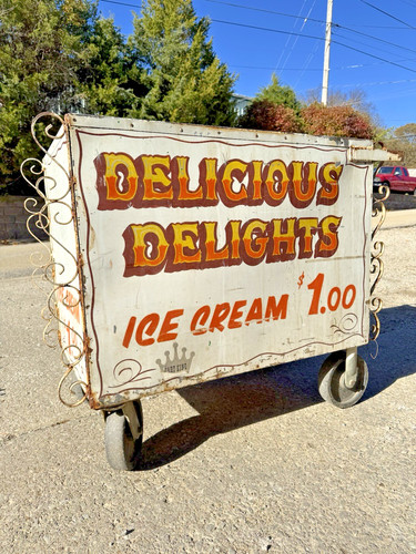1970's Vintage Cart King, Vendor cart, Ice cream, Hot dog Mobile Street, Sign