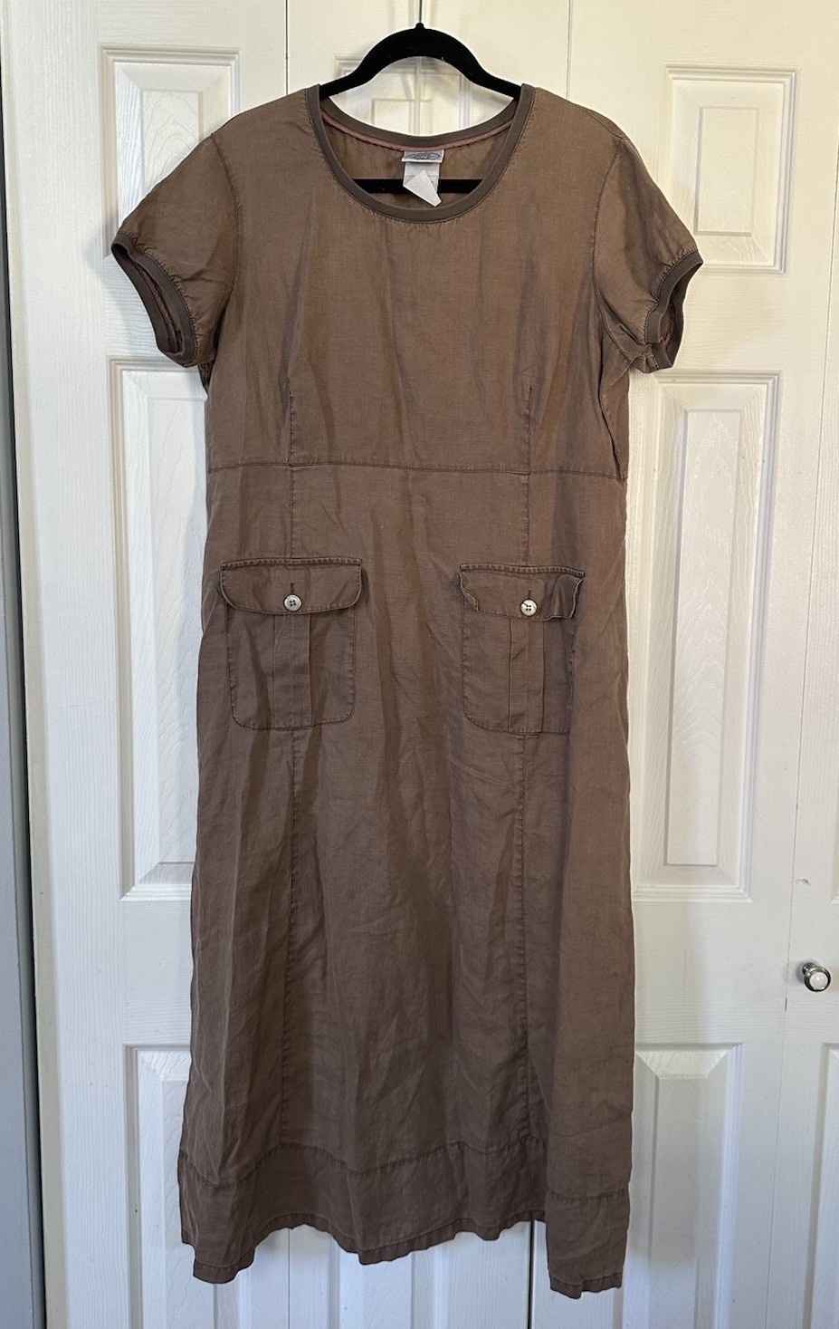 Laura Ashley, Abito camicia estivo Laura Ashley vintage in lino marrone taglia 14