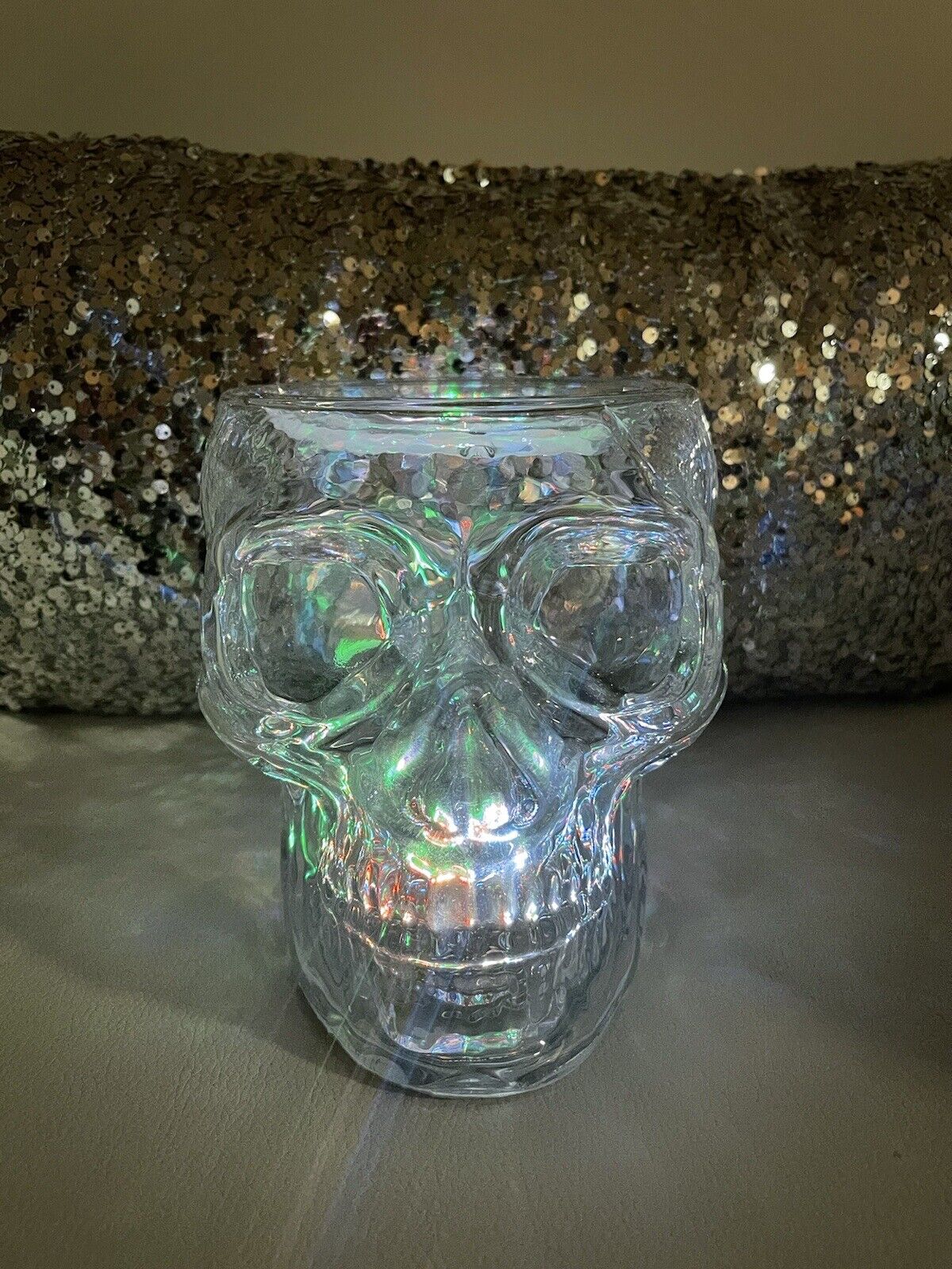Bath & Body Works Halloween Light Up Glass Skull 3 Wick Candle 