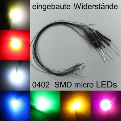 verkabelt 0402 mini SMD LEDs alle Farben mit Vorwiderstand micro LED