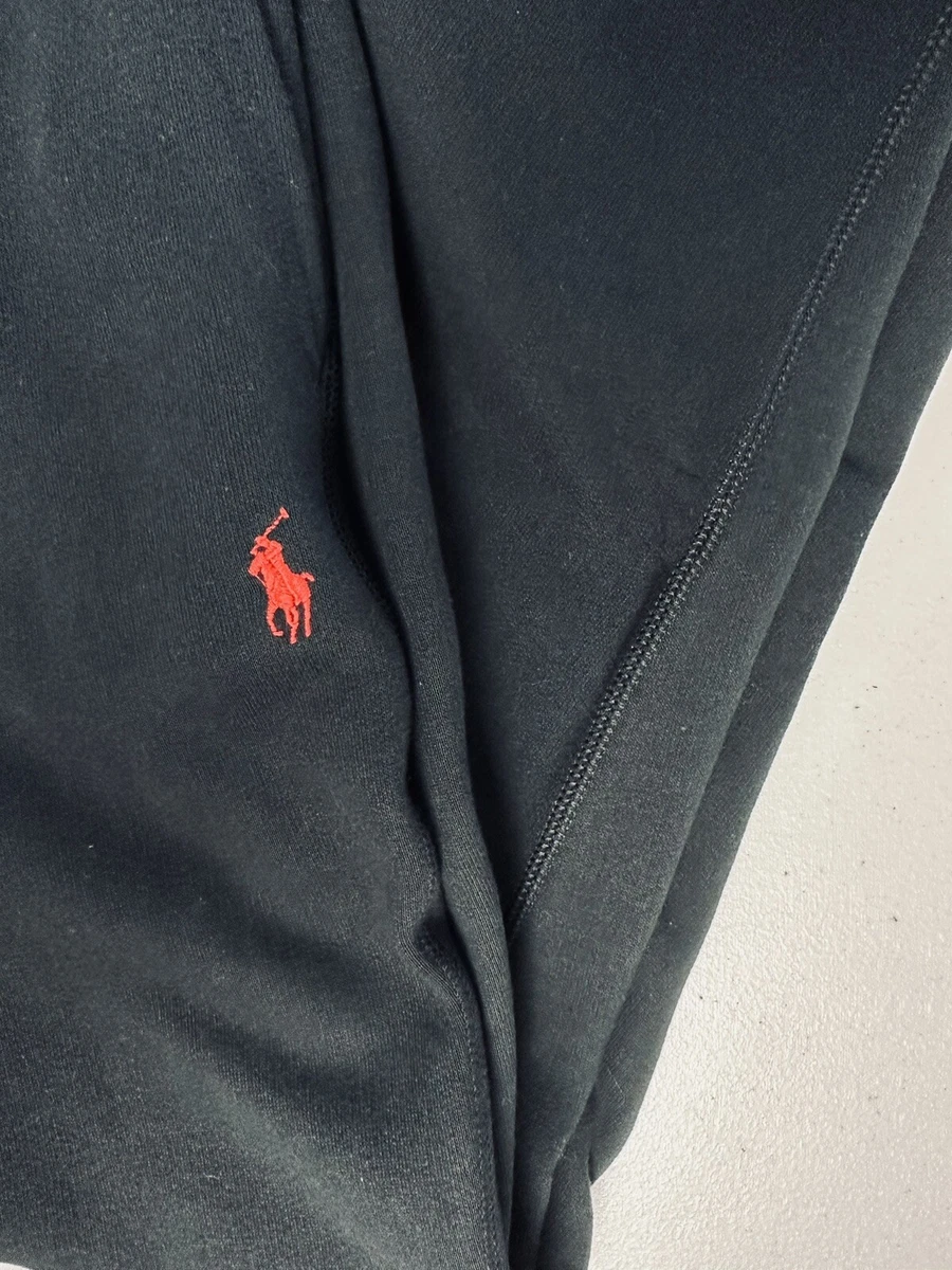 polo sweatpants black and red