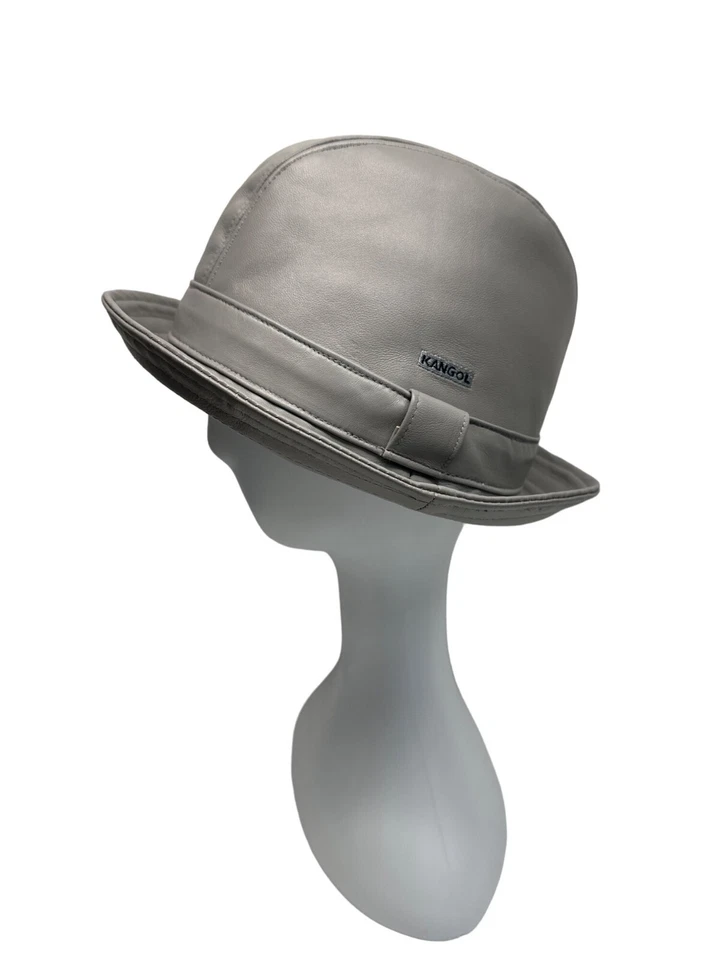 Винтажная серая кожаная шляпа-федора унисекс Kangol размер L — 17 дюймов - Изображение 4 из 4