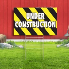 Under Construction Indoor Outdoor Yard Sign with metal stakes