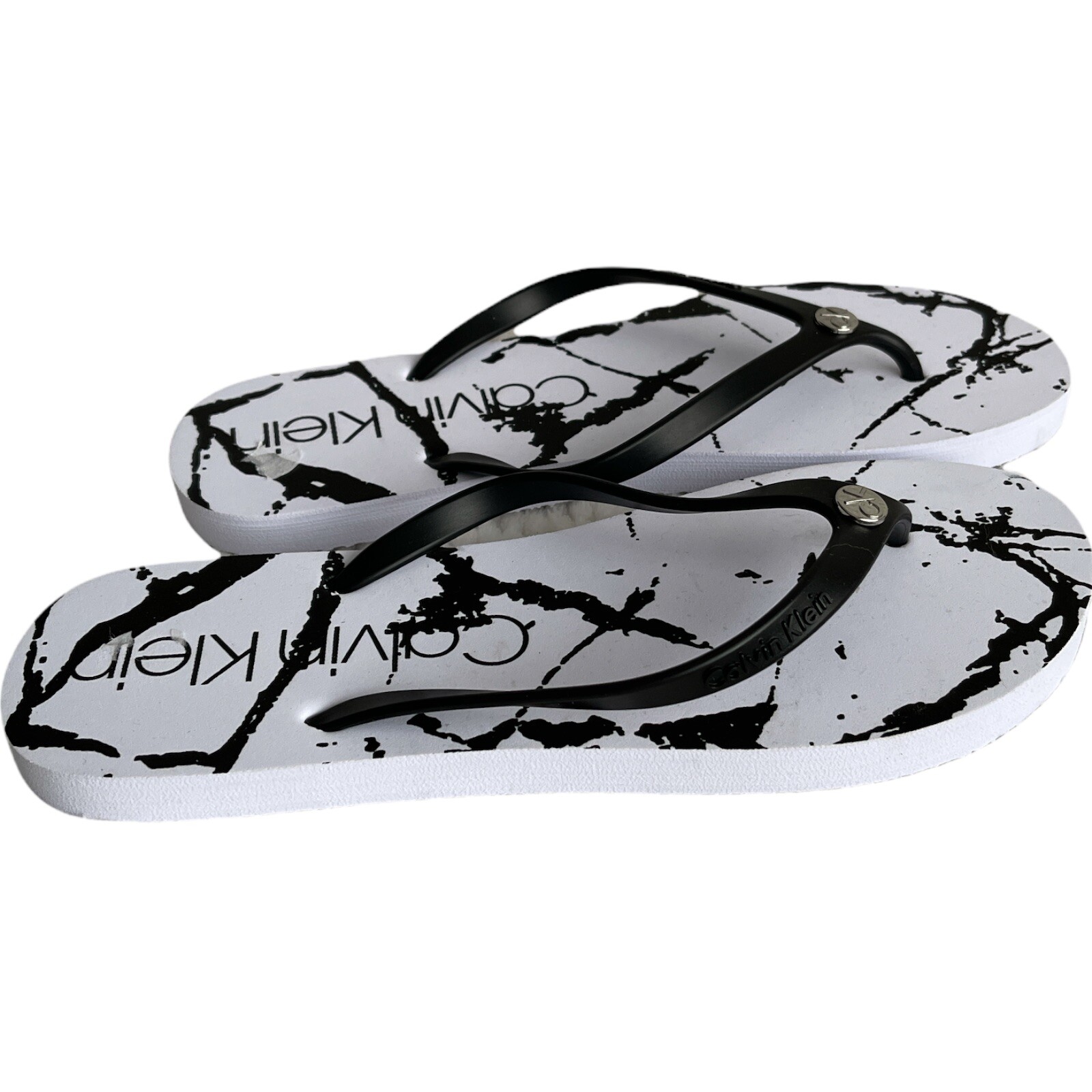 NWT Women's Sandals Size 8 Calvin klein Flip Flops Della Black Multi | eBay