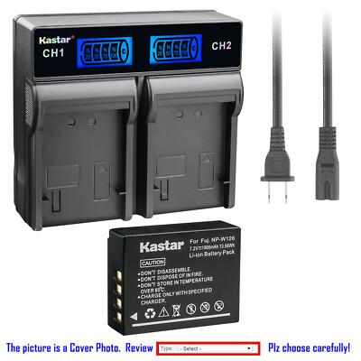Kastar Battery LCD Rapid Charger for Fujifilm NP-W126 BC-W126 & Fujifilm X-E1