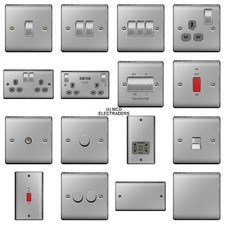 Brushed Steel Chrome Switches & Sockets - Full Matching Range BG Nexus