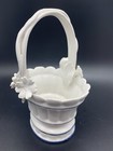 Italian Porcelain White Basket Delicate Flowers Blue Trim Bassano Flower Girl — photo 4