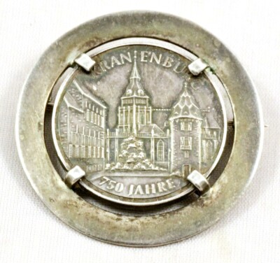 ORIGINAL KRANENBURG 750 Jahre Silber Brosche Anstecker 1227 - 1977 Medaille