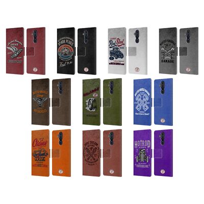 OFFICIAL BUSTED KNUCKLE GARAGE GRAPHICS LEATHER BOOK CASE FOR NOKIA PHONES