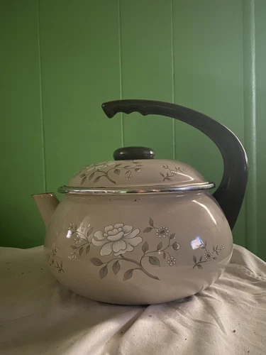 Southampton Collection Tea Kettle Floral Pot Enamel On Steel-Spain-READ DETAILS
