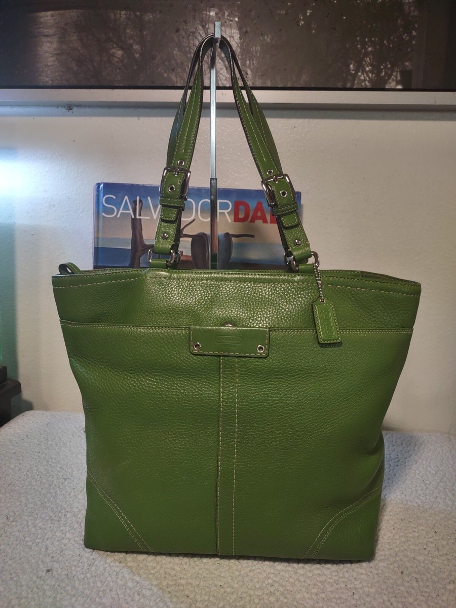 Vintage Coach Hamilton Large Green Pebbled Leather Tote, Handbag