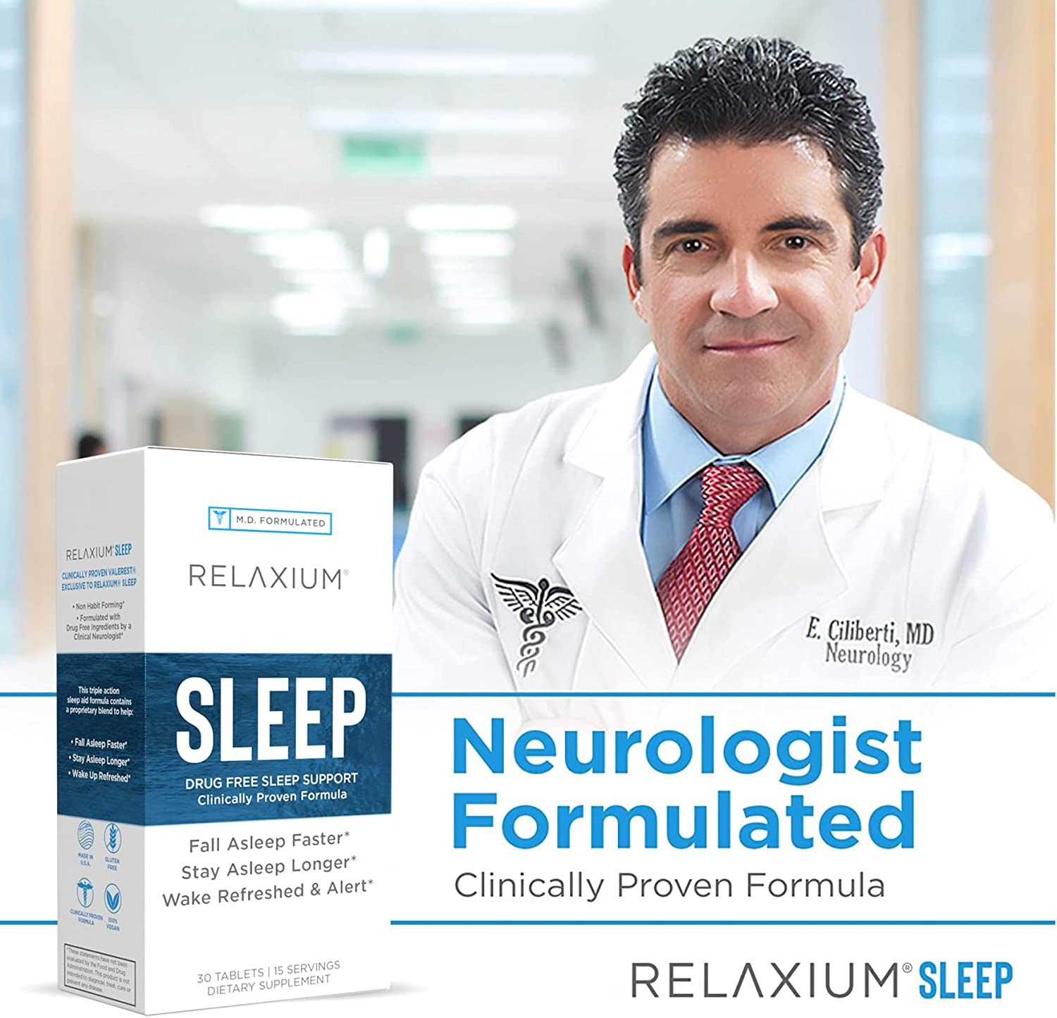 Relaxium Natural Sleep Aid NonHabit Forming Sleep Supplement for