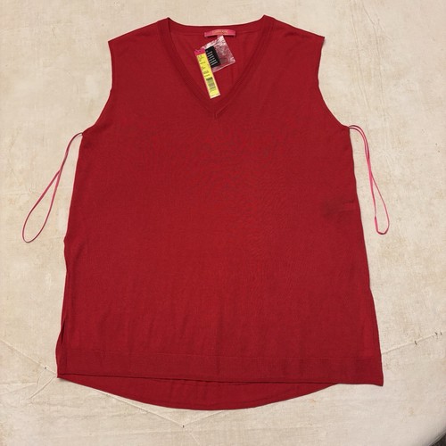 Catherine Malandrino Women’s Christmas Red Pullover Blouse V-neck Plus Size S - Picture 7 of 12