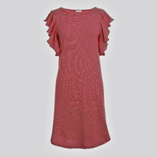 J. Crew Red Stripe Ruffle T-Shirt Dress J1944 Cotton Comfort So cute Size M EUC!