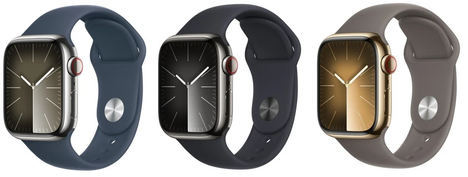 Apple Watch Series 9 41 мм 45 мм GPS + LTE РАЗБЛОКИРОВАННЫЙ нержавеющая сталь - очень хорошее состояние