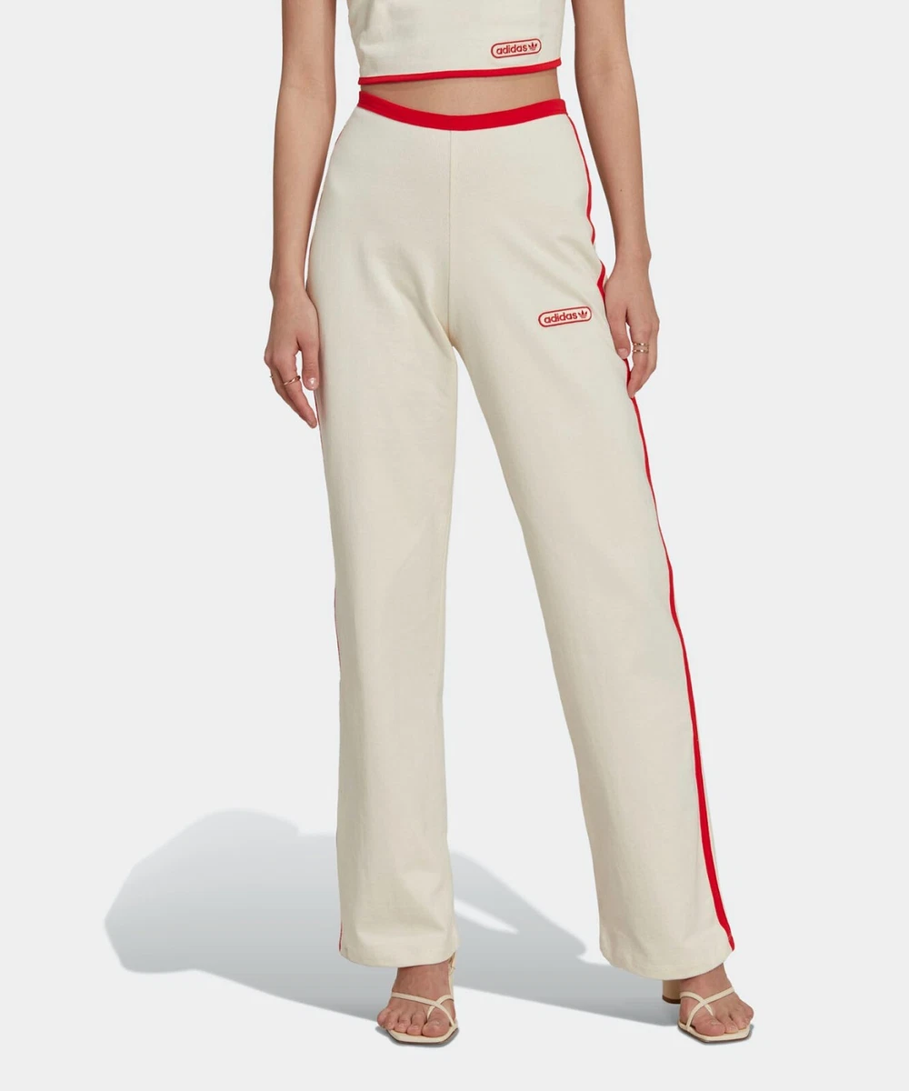 Adidas Straight Pants Women's Sports Classic 100% Cotton Bottoms Ivory HL6561