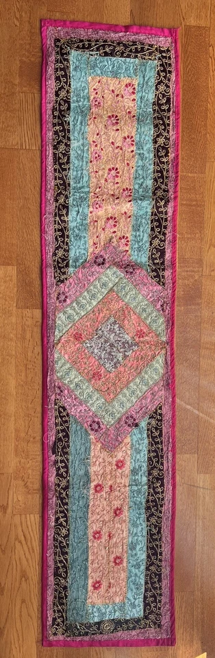 Corredor de mesa étnico boho indio bordado hecho a mano retazos vintage mantel individual Foto 3 de 4