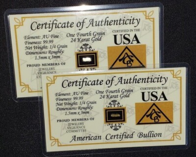 Beauty! Lot of 2 Pure Gold Made in USA 1/4 GRAIN