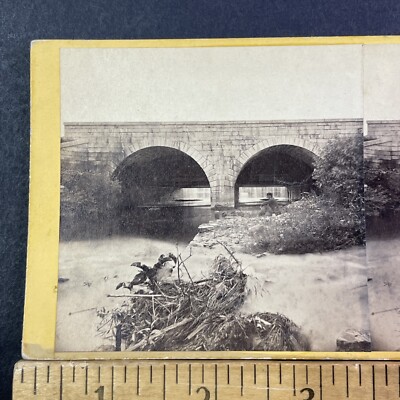 Johnstown Bridge Of Death? Stereoview Stone Arch Bridge
