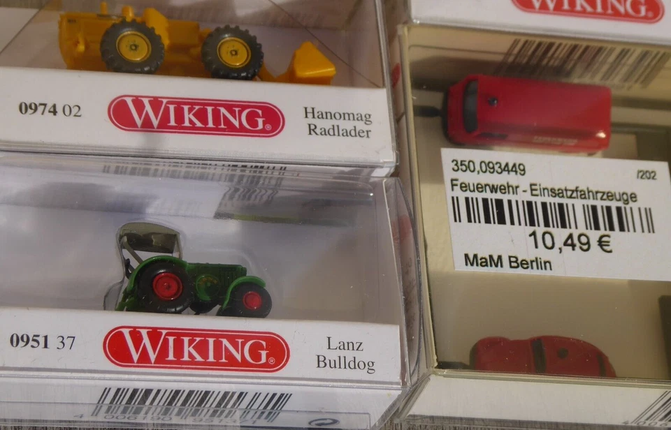 WIKING N Set 6 X Kfz,4 X Pompier Inclus Chargeur à Roues + Tracteur Neuf Dans - Photo 2/4