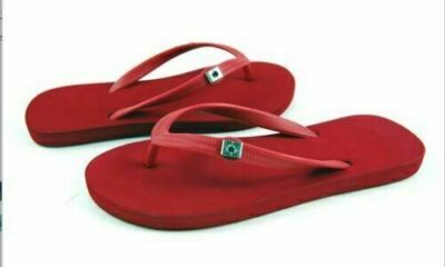 Red Cozy Flip Flops For Women/ Changeable Crystal Ornament Base