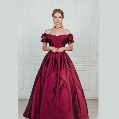 Victorian Red Evening Dress Gothic Ball gown Princess Renaissance Theater Party