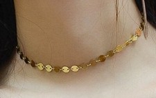 Girl / Women Titanium Stainless Steel Gold Round Chain Choker Necklace 13-16"