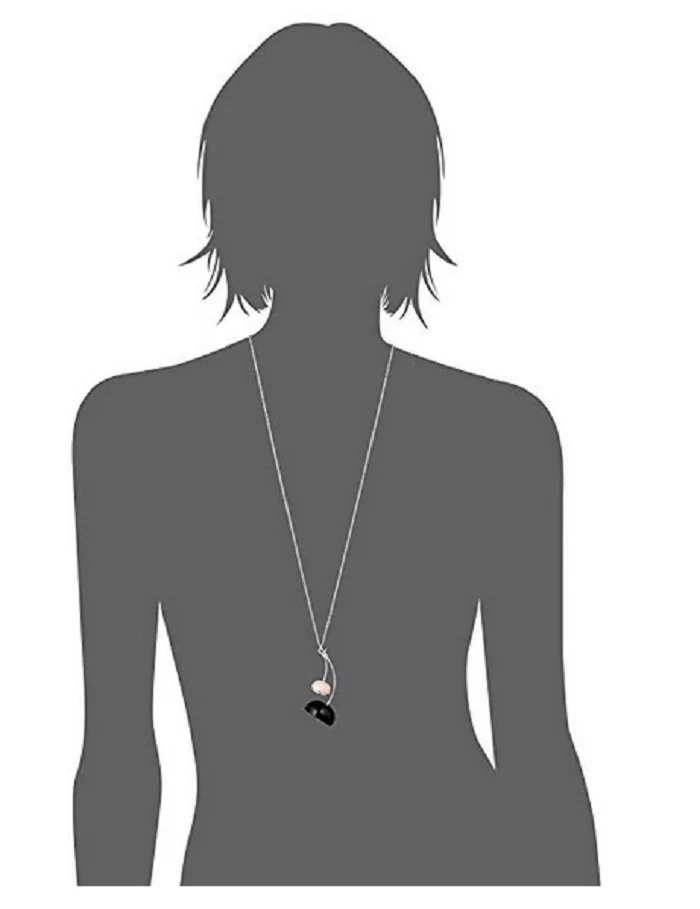 NEW Marc Jacobs Double Cabochon Pendant Necklace, Black & Pink 31" + 2" Extender - Image 4 of 4