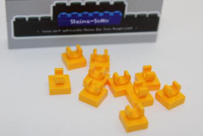 Lego (c) 10x Platten 1x1 mit Halter/Clip oben - 15712 - hellorange - bright ligh
