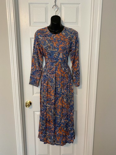 Passports of Pier 1 Imports Multicolor Geometric Print Long Sleeve Long Dress S - Picture 3 of 9