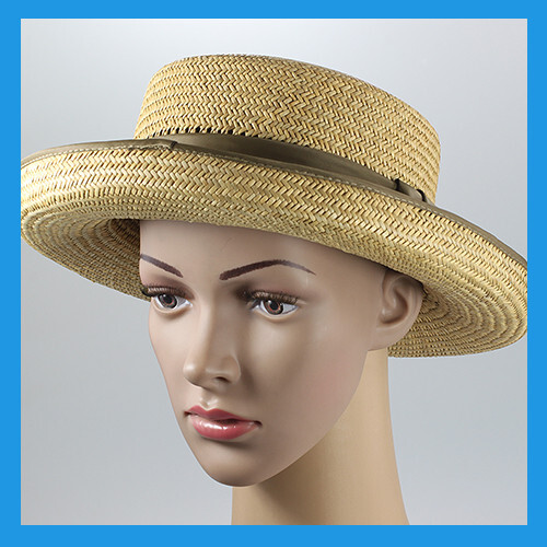 Sammlerstück Retro Vintage Antik Damen Frauen Orange Breite Krempe Stroh Sonnenhut