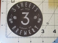 THREE SHEETS BREWING 3 Oregon green beret STICKER decal craft beer brewery